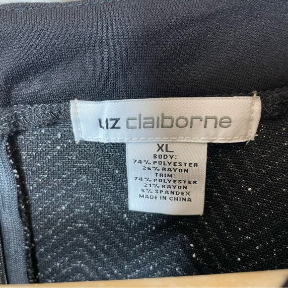 Liz Claiborne Black Dress Sheath Herringbone Color Block NWT XL - Picture 3 of 4